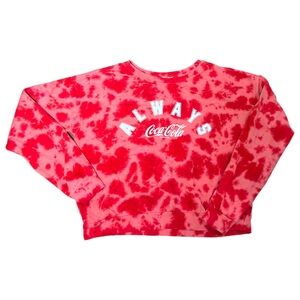 Long sleeve red tie dye Coca Cola brand logo sweatshirt